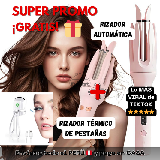 Rizador de cabello automático + Rizador térmica de pestañas de regalo 🎁