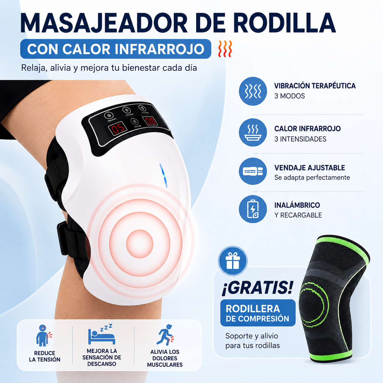 Masajeador de rodilla premium + Rodillera de compresión de regalo 🎁
